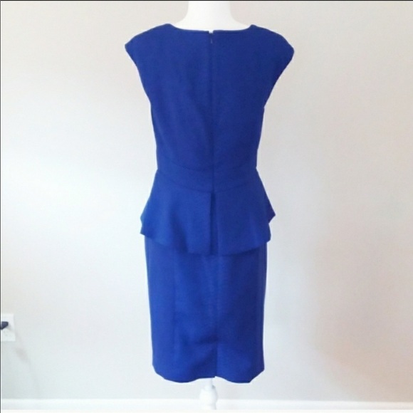 Kay Unger Dress Cobalt Blue Peplum Design Dress size 10 - Picture 5 of 16